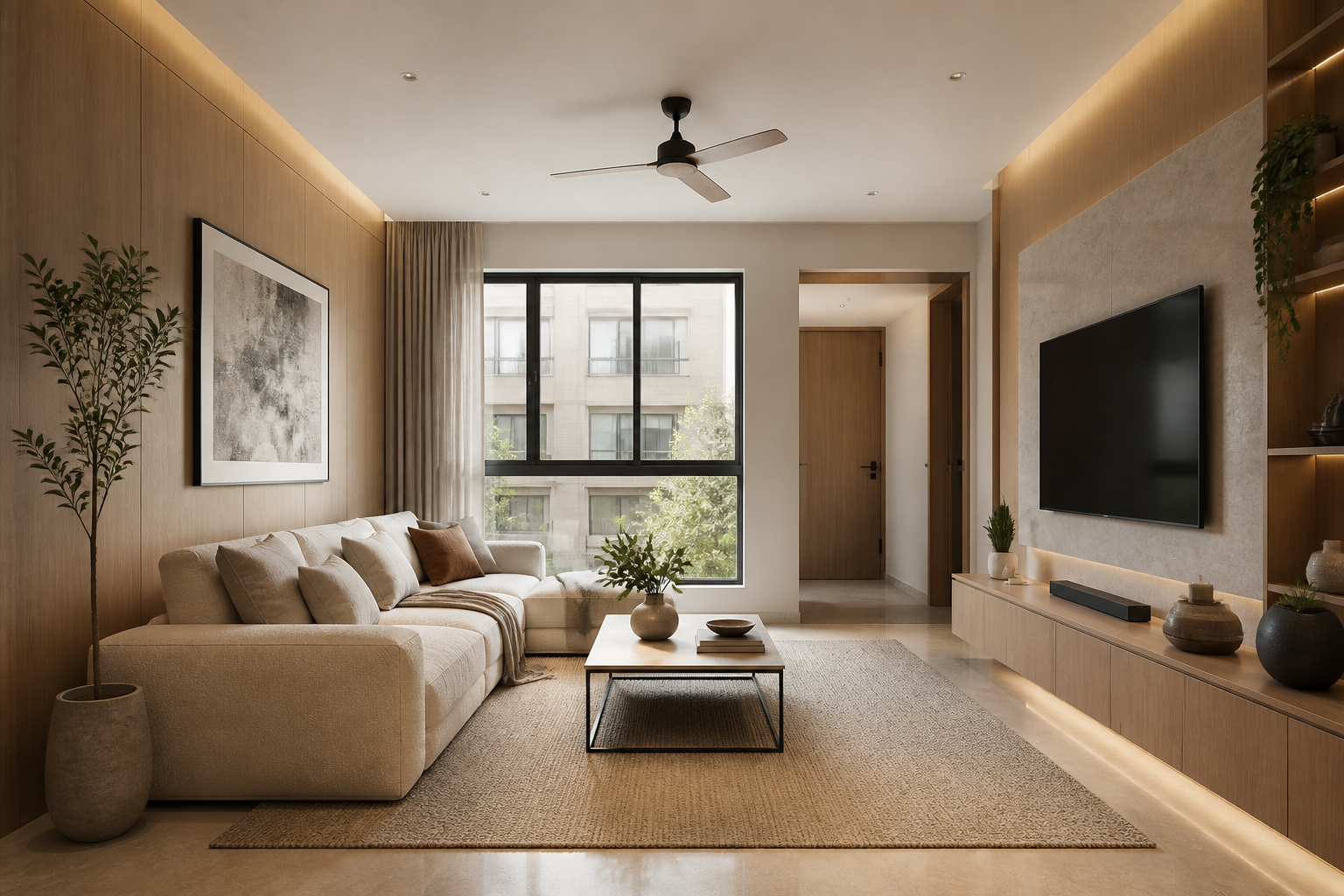 Completed BigDoor living room after renovation